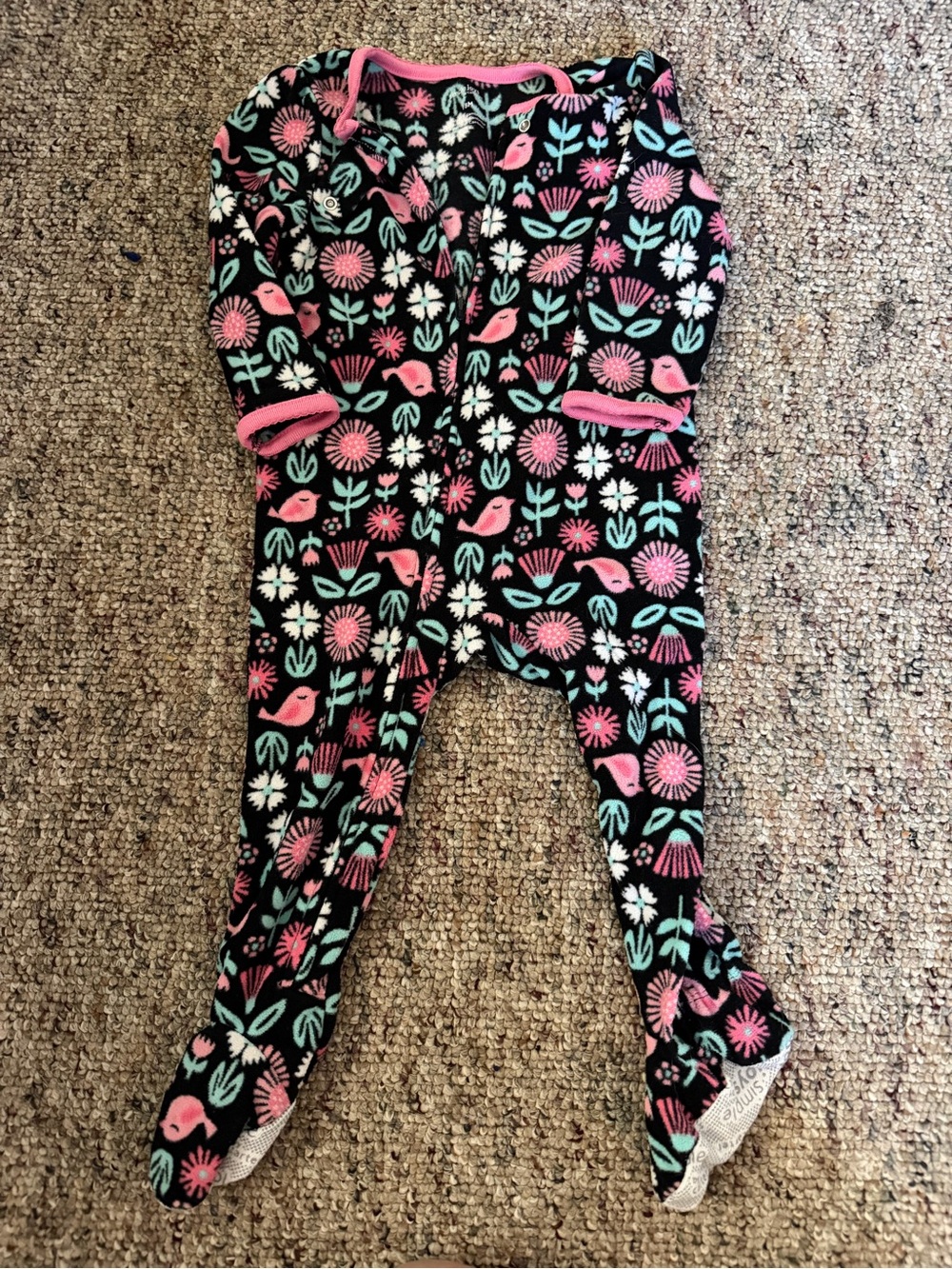 Floral & Bird Footed One-Piece Pajamas